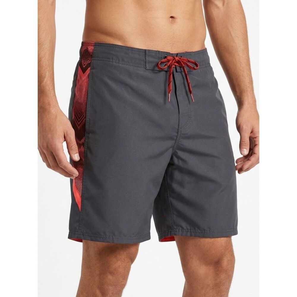 Bold Abstract Print Nike Charcoal Gray Board Shorts Size L Large
